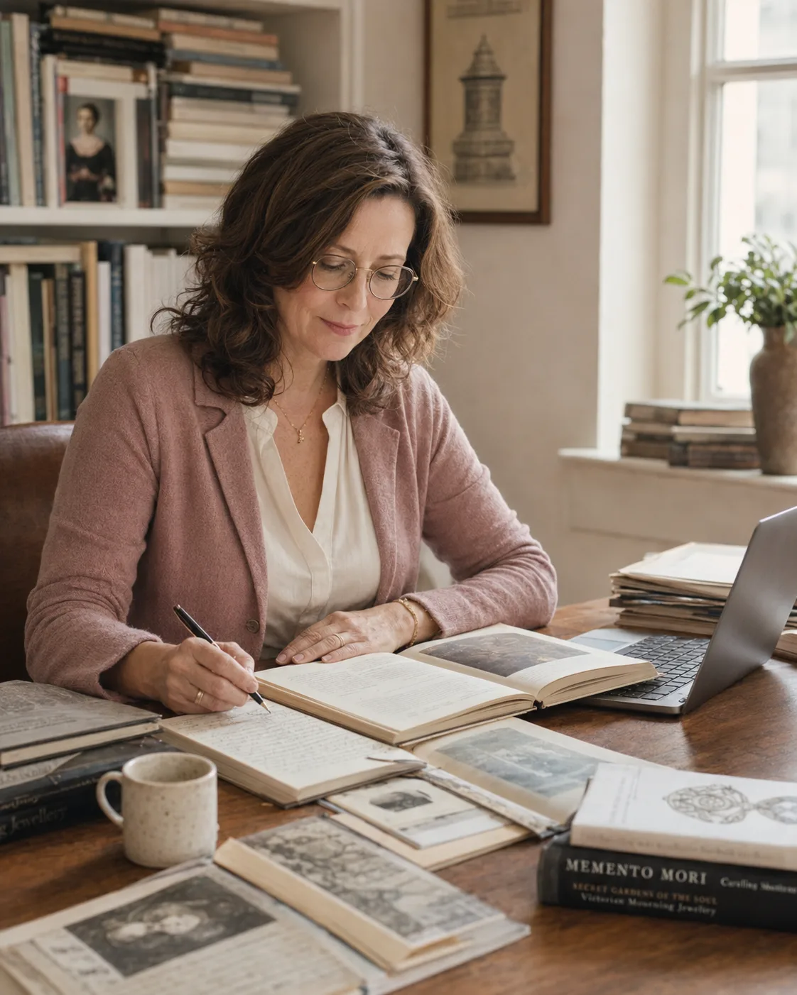 Helene still writes by hand and tends her library.