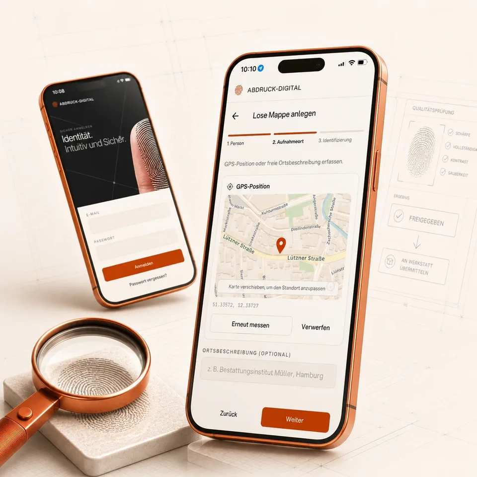Abdruck-Digital Mobile App auf einem Smartphone